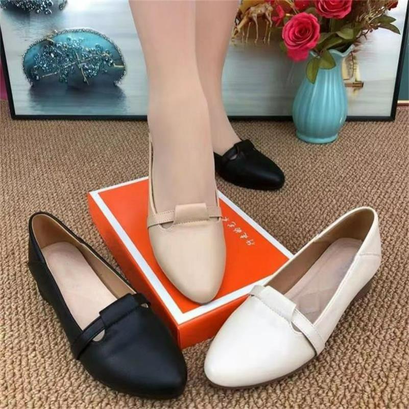 Low-heeled Shoes, Fashion Single Shoes, Comfortable Soft-soled Temperament, All-match Work Shoes, Low-heeled Shallow-mouthed Mother's Leather Shoes