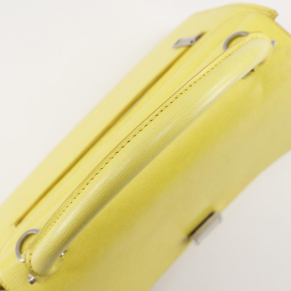 CELINE Trapeze Small Handbag 174683 yellow Calfskin Women Used