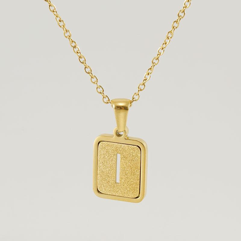 26-Letter Gold Sand Pendant Necklace for Women: Summer Collection, European/American Style, Titanium Steel, and 18K Stainless Steel Clavicle Chain.