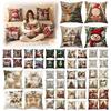 Christmas Throw Cover 2D Printed Linen Decorative Cushion Case for Sofa Holiday Home Decor