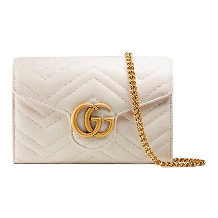 GUCCI Quilted Leather Crossbody Bag, Shoulder Bag Mini Womens White