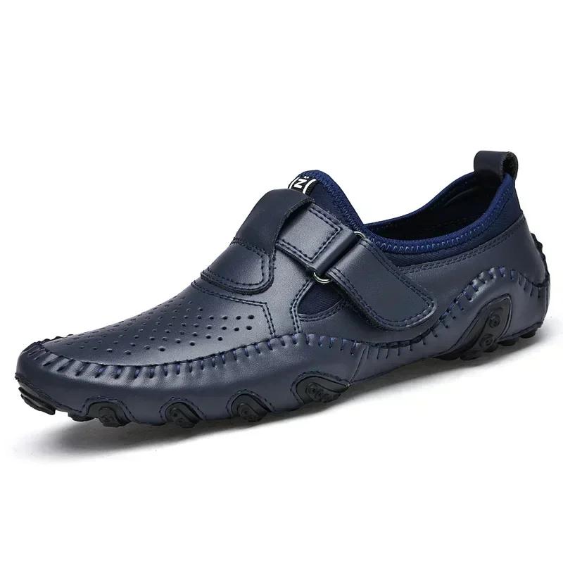 Fashion Genuine Leather Men Casual Shoes Handmade Italian Soft Hollow Out Leather Shoe for Men Breathable Summer Driving Shoes Zapatos