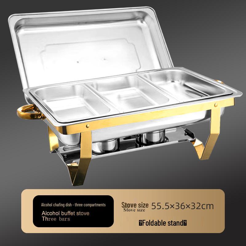 Stainless Steel Folding Buffet Warmer with Insulated Chafing Dish for Hotels and Commercial Use