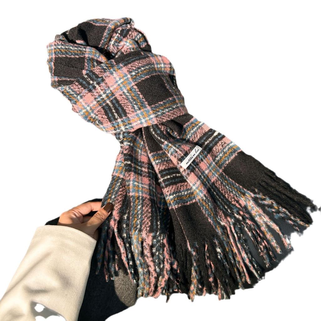 Scarf Women's Winter High-end Sense New Thickened Warm Scarf Retro Literary Plaid Fringed Shawl