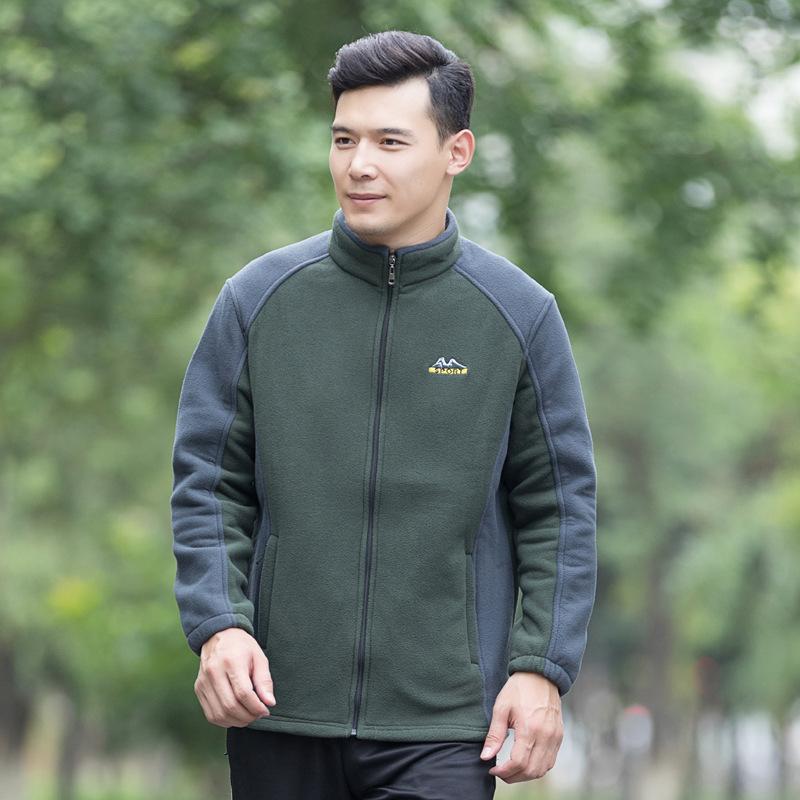 

Мужская флисовая куртка для улицы, куртка для мужчин среднего и пожилого возраста, воротник-стойка, весенне-осенняя утолщенная флисовая кофта, топ, куртка-подкладка для мужчин 5XL (180-100kg)