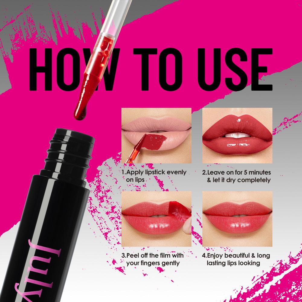 Julystar Peel-Off Lip Stain Set 6 Colors Waterproof Transfer-Proof Magic Lip Tint Long-Lasting Tear Off Liquid Lipstick Lip Liner Makeup Cosmetics