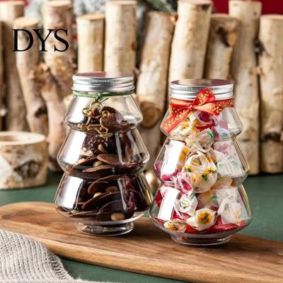 Plastic Beverage Containers 5Pcs Christmas Tree Shaped Bottle, 500ml Food Grade Clear Packaging Container for Bottles Cold Drink Coffee, Leak