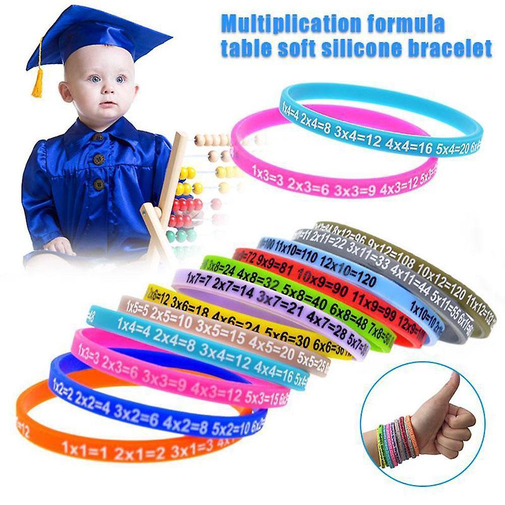 12Pcs/Set Multiplication Tables Silicone Bracelet Learn Math Wristband
