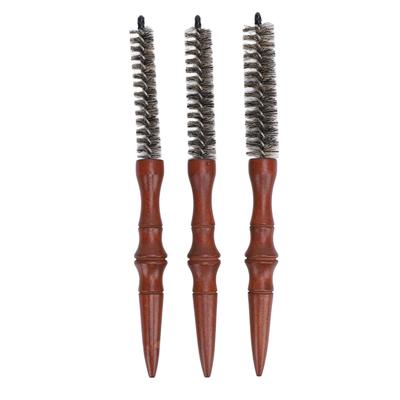 3 Peignes Ronds pour Cheveux Fins Manche en Bois Coiffure Peigne Spiralé Portable Mini Rouleau Quiff