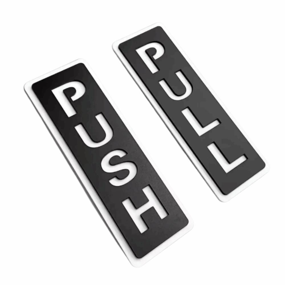 2Pcs Creative Sliding Door Logo 3D Push Pull Door Sign  Glass Door Identification