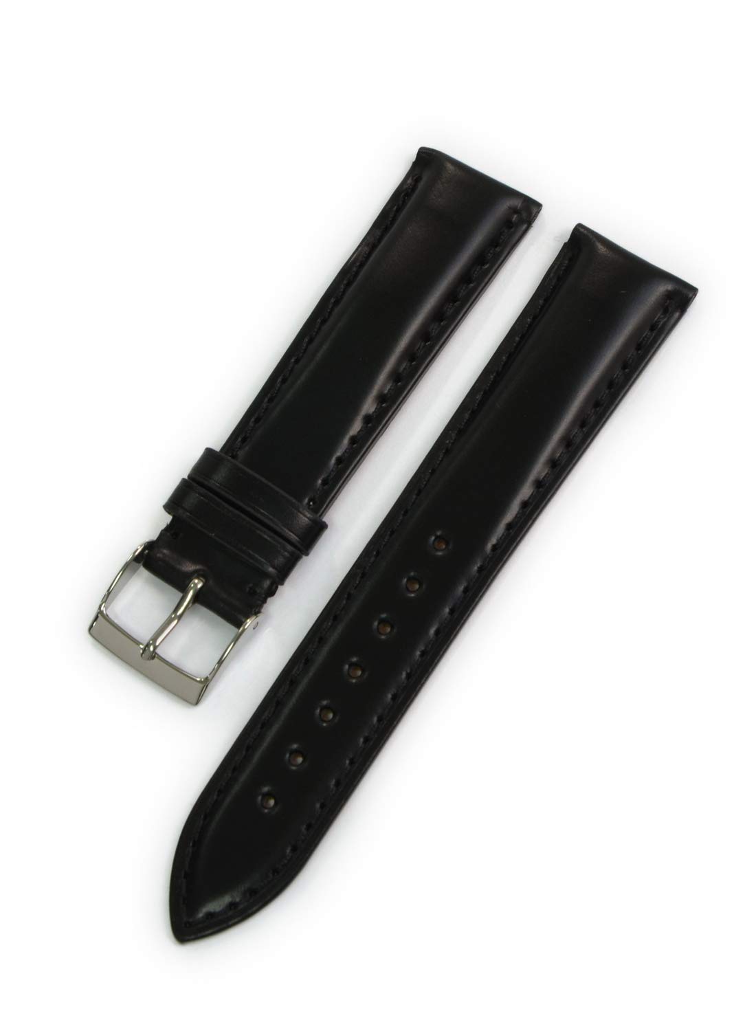 CASSIS Cordovan Watch Strap, 20mm, Black, with Replacement Tool, U1013115019020M