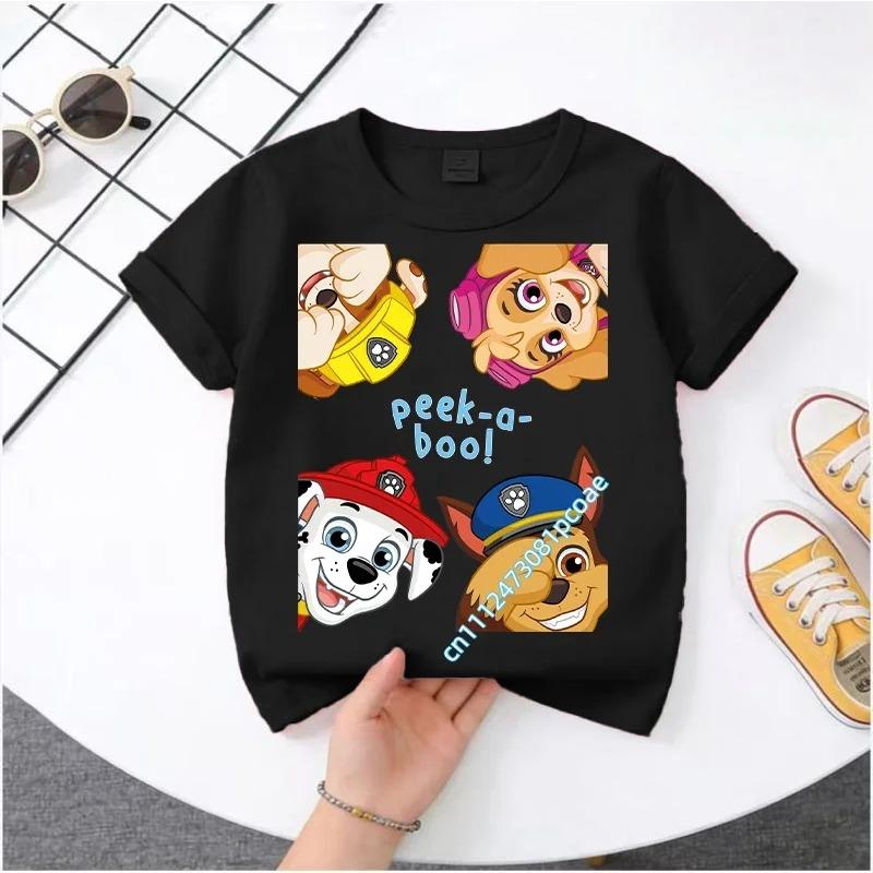 Hot Paw Patrol Kids T-shirts Kawaii Cartoon Character Printed Shirts Cute Boys Girls Casuals Tops Summer Birthday Clothing Gift