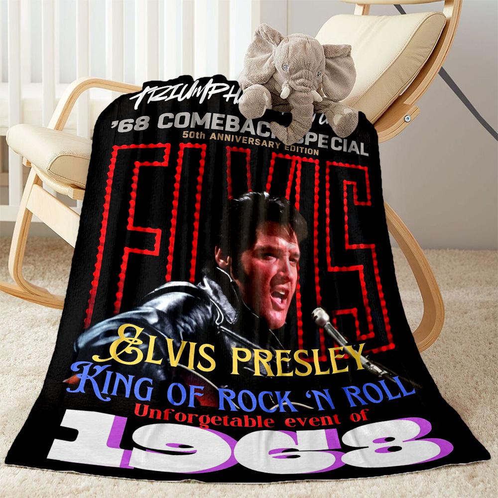 Elvis Presley's Musical Journey Blanket Durable Comfort Great for Livingroom Picnics Chair for All Occasions Playful Design