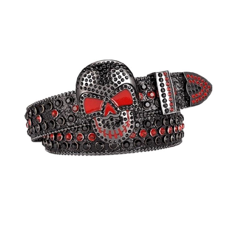 Elegant Crystal Belt Woman Elegant Skull Studded Waiststrap Goth Decorative Belt