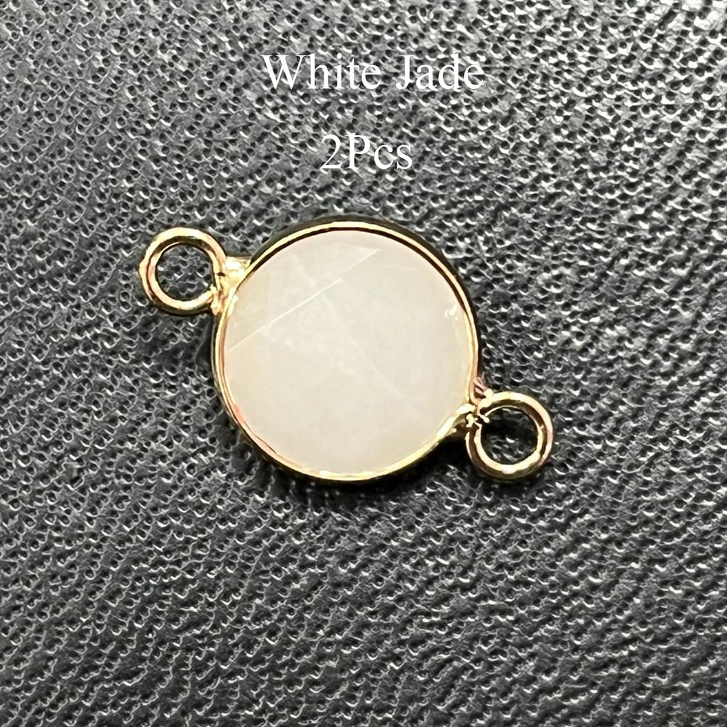 2Pcs, Faceted Natural Stone Connector, Minimalist Handcrafted Round Agate Gems Pendant Connectors for Jewelry Making DIY Necklace Bracelet Accessories