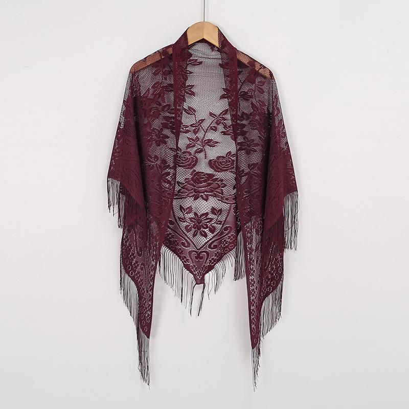 Women Fashion Triangle Wrap Lady Shawl Flower Lace Scarf Female Baby Tassel Shawls Scarves Spring Summer Photo Props Accessories