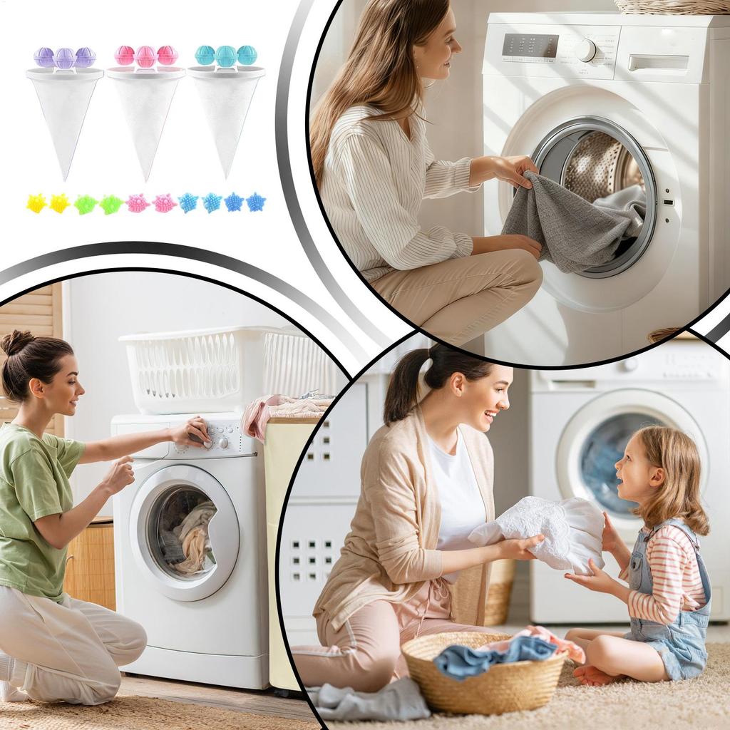 3 Pieces Washer Lint Catcher Floating Reusable Remover Washing Machine Pet Hair Catcher for Home Shirt Household Daily Travel