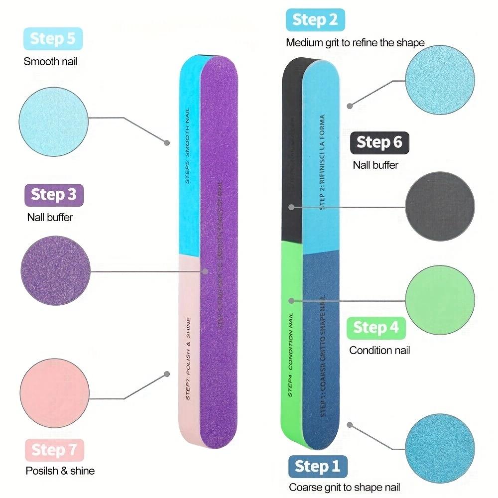 Nail Polish Strip Multifunctional Polishing Strip Nails Seven-sided Rubbing Strips Sponge Polishing File Pedicure Tool