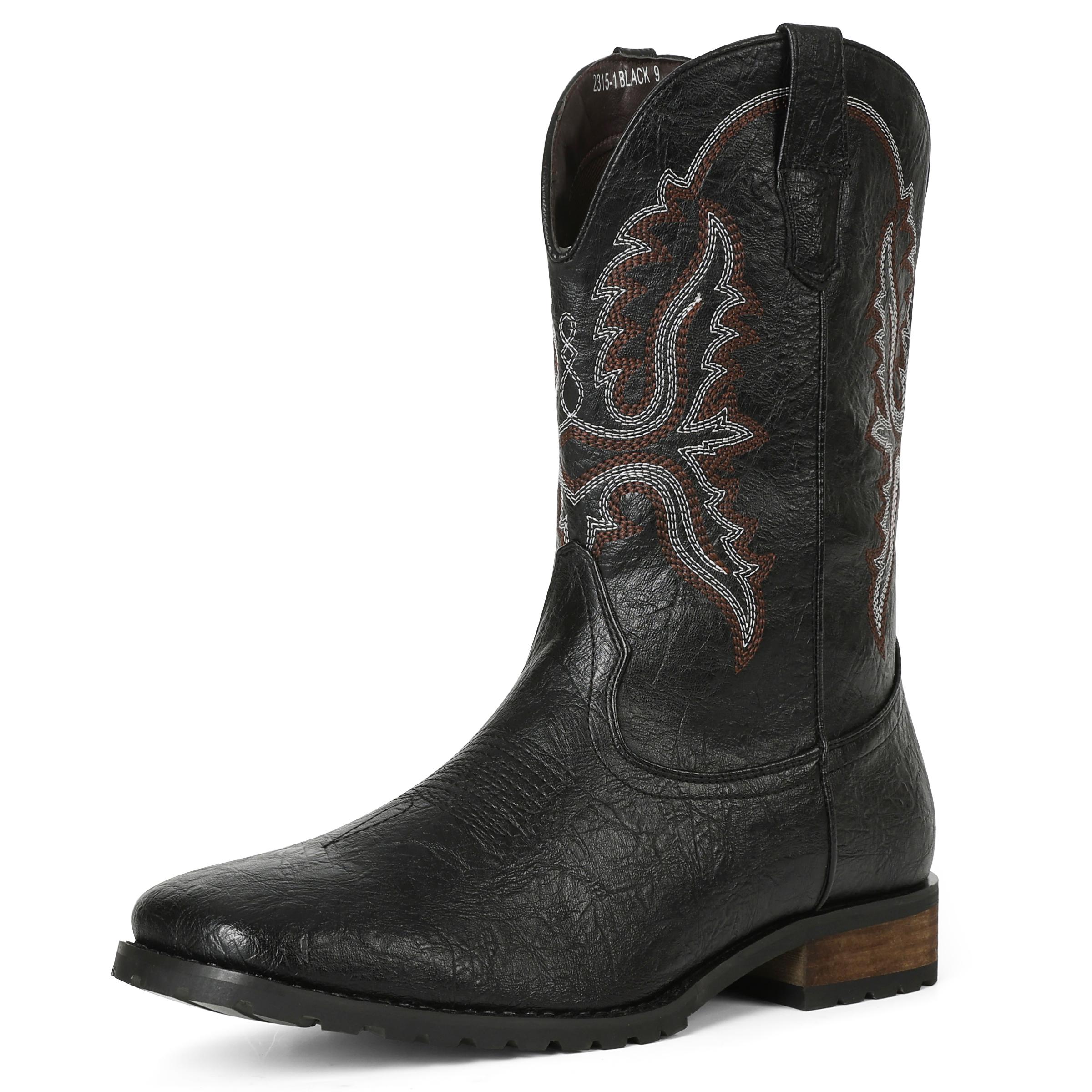 

DoraTasia Plus size 12.5 New Fashion Retro Square Toe Neutral Cowboy Boots Luxury Embroidered Concise Pull-on Western Boots for daily use 39