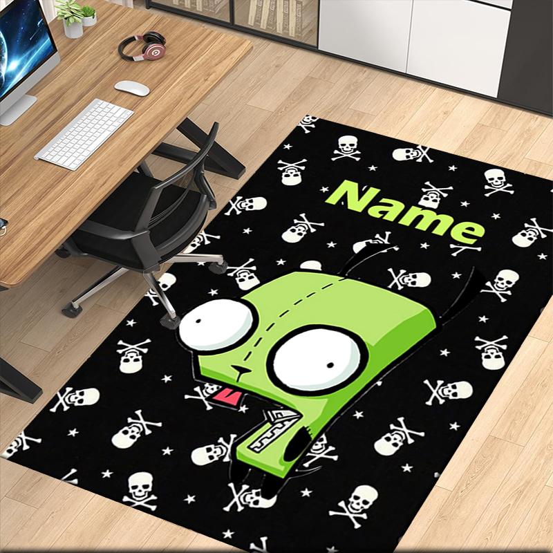 Custom Name Invader Zim Printed Carpet, for Office Chair Living Room Bedroom Kitchen Room Decor Gifts.
