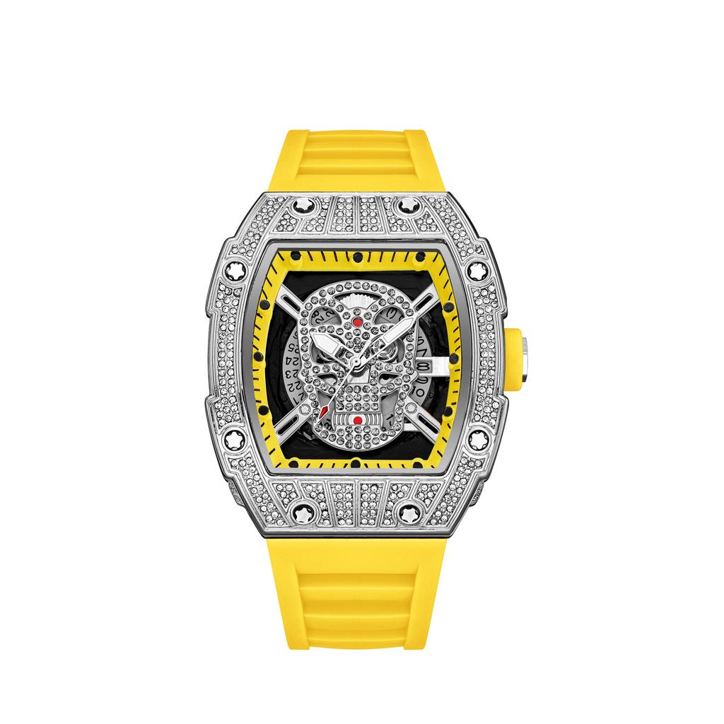 Diamond-Encrusted Gypsy Star Fashion Personality Hollow Gold Ghost Head Wind High-End Luminous Calendar Men'S Watch