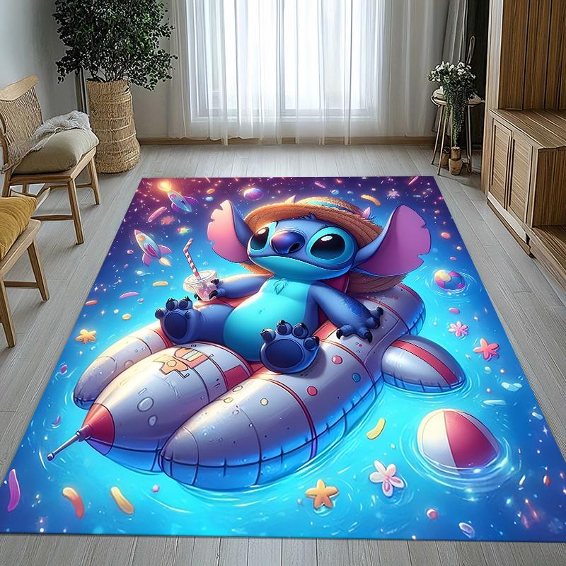 Cartoon S-Stitch Kawaii Living Room Non-Slip Area Rug Soft Carpet for Bedroom Kids Playroom Sofa,Home Decor Doormat Gift