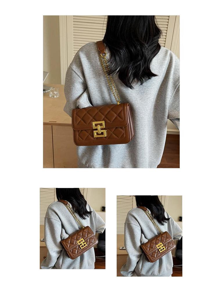 2025 Winter Women's Argyle Chain Versatile Crossbody Bag - Fashionable Small Square Shoulder Bag, Light Luxury