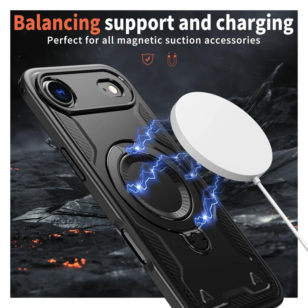 Case for Iphone Air 17 Pro Max 16 15 13 12 14 Plus Iphone17 Dual Layer 360° Magnetic Bracket Phone Cases