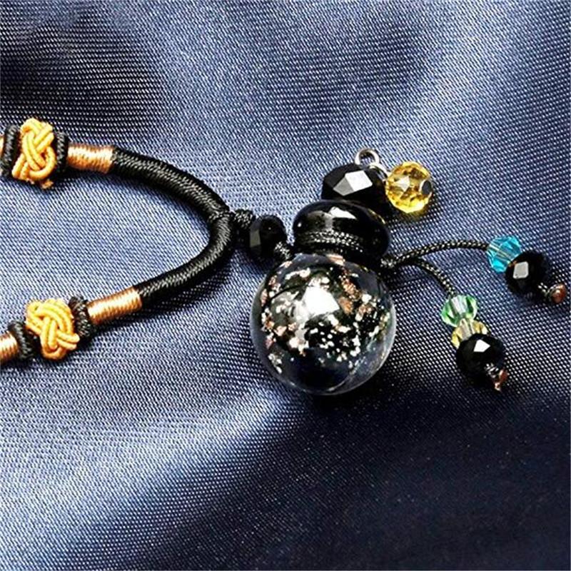 Black Glass Bead Aromatherapy Necklaces Luminous Essential Oil Bottle Sweater Chain Pendant For Men Women Jewelry Gift