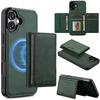 For iPhone 16 Plus Magnetic Phone Case Leather Back Cover with Detachable Card Holder