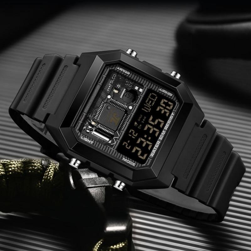 6216 Electronic Watches for Man Fashion Alarm Clock Students Square Dial Multifunction Waterproof Calendar Sports Watch