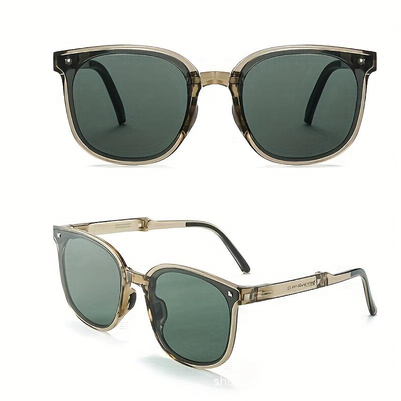 Women Square Sunglasses New Men Folding Glasses Net Red Outdoor Wild Shade Eyewear and Bag