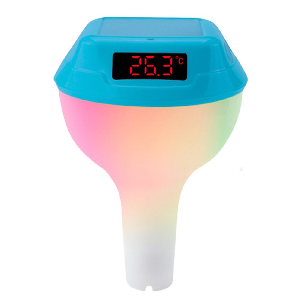 Solar Outdoor Pool Thermometer LED Display Floating Pool Thermometer with RGB Light Pool Tub Temperature Monitor Pool Supplies