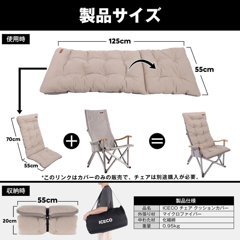 ICECO Outdoor Chair Cushion Cover Compatible with Hi600 High Back Microfiber Precise Storage Bag 1 Year Quality Flame Relaxing Chair, Material, Seams,