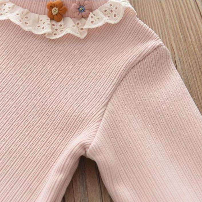 Girls Winter Warm Tops Velvet Lace Turtleneck Knit Sweaters