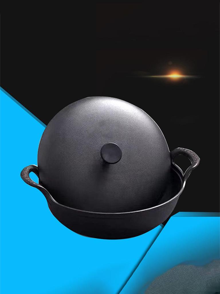 Cast Iron Multi-Function Stew & Frying Pot, Non-Stick, Double Ear Design