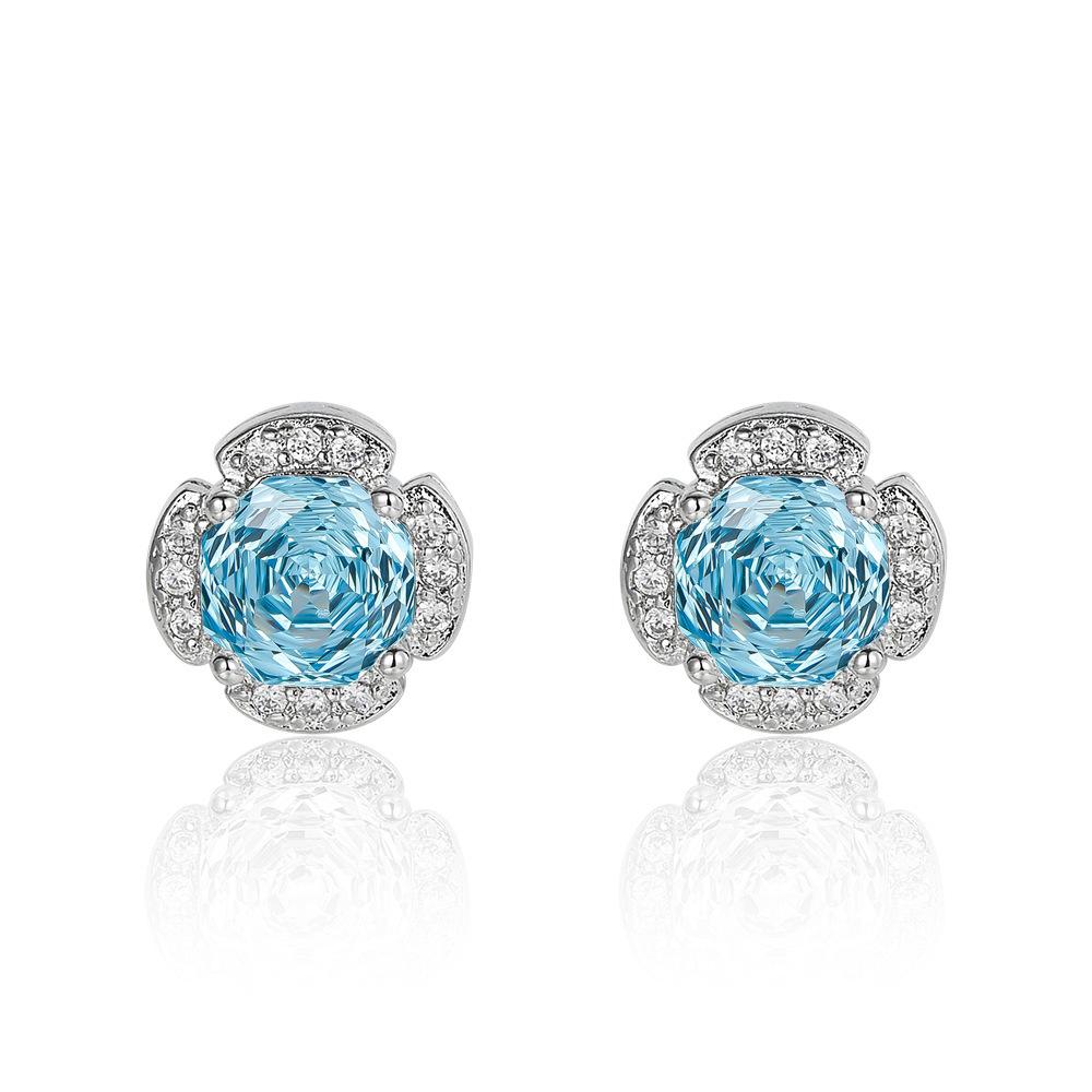 New Seiko Rose Cut Papalacha Zircon Necklace Earrings Color Treasure Ring Three-piece Set