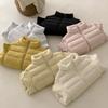 White duck down knitted sleeves splicing down jacket women's short winter fashion warm casual ribs top tide