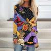 Women's Long Sleeve Round Neck Halloween Print Tunic T-Shirt for Casual Fall Fashion