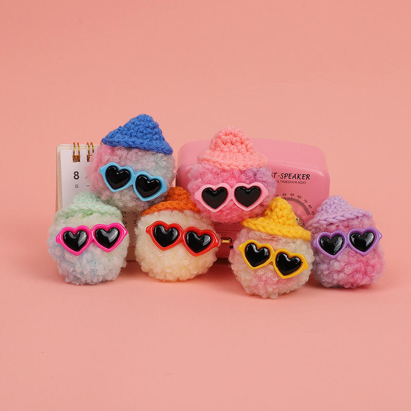 Poggle Hip Pom Pom Soft Fur Doll Sunglasses Keychain