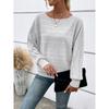 Women's Round Neck Long Sleeve Knit Sweater Loose Fit Casual Fashion Pullover Top