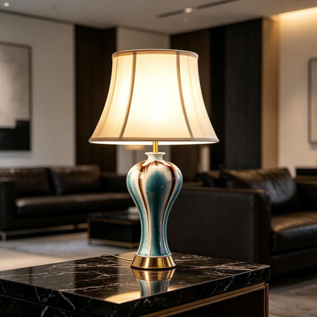 Elegant Chinese Ceramic Table Lamp for Living Room & Bedroom Decor