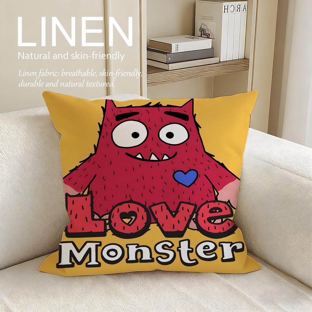 

Cute Love Monster Cushion Cover Pillowcase Set Pcs x x Breathable Washable Sofa Cushion Cover 30X30cm