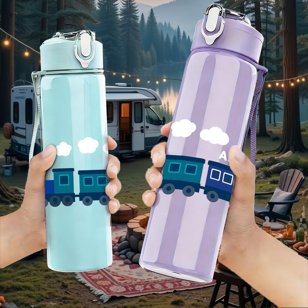 1PC Bold Text Typography Pattern 750ml Color Plastic Sports Water Bottle Leakproof Flip Straw Lid Suitable for Sports Office Home Use
