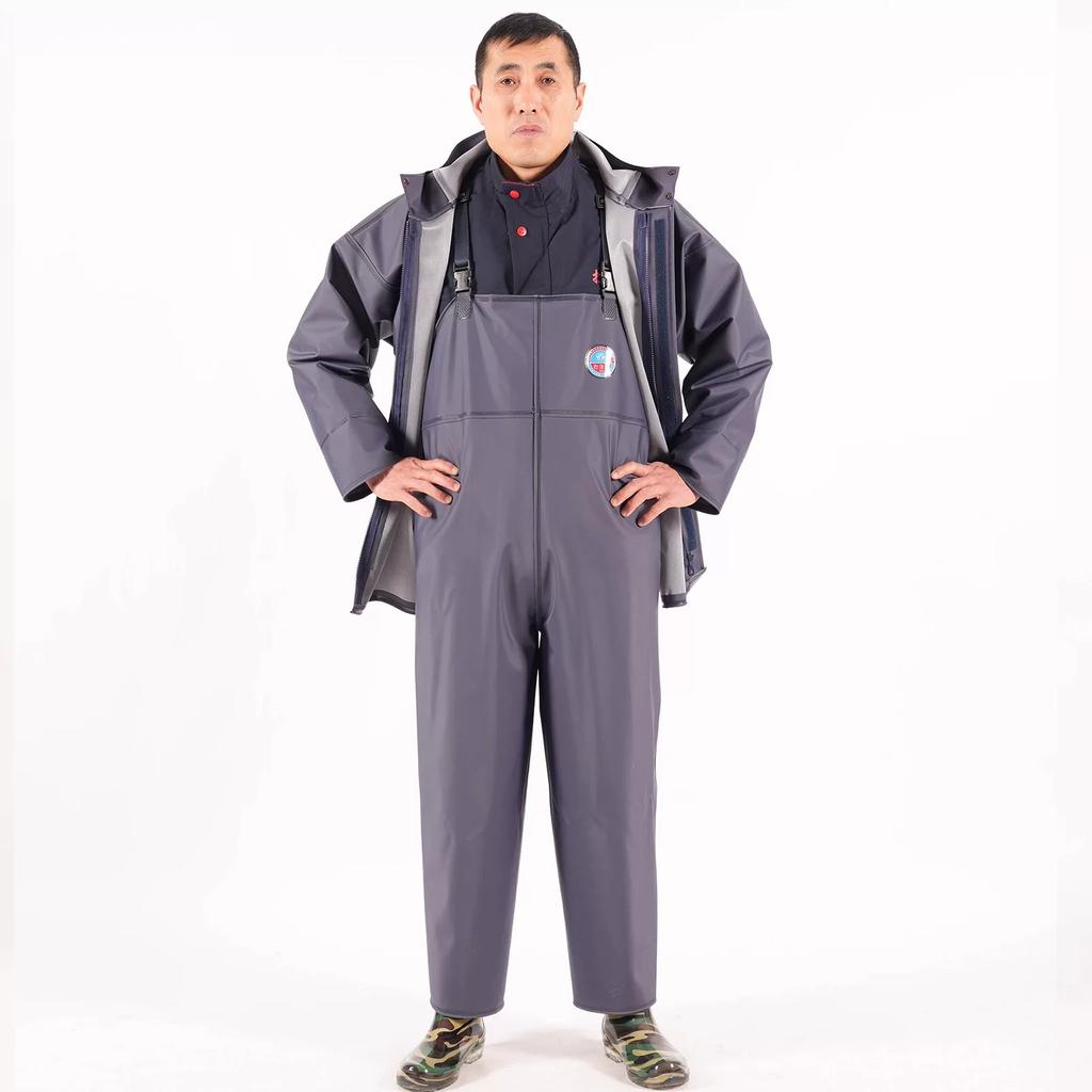 Fishing Raincoat and Rain Pants Set, Mining Suit, Waterproof Raincoat and Rain Pants with Suspenders for Men
