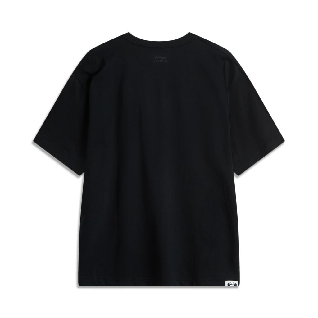 Li Ning Sports Lifestyle Series Logo Print Comfortable Breathable Versatile Round Neck Short Sleeve T-Shirt Men Tops Black AHSUB99-4