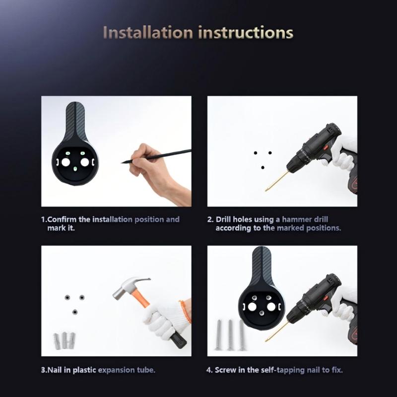 Prostorově úsporný elektrický vozidlo nabíjení Typ 2 Nástěnný organizér Držák Zásuvka pro bezpečné a úhledné uložení kabelu