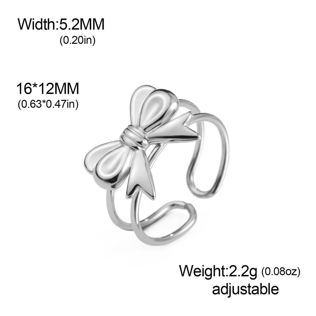 Cazador Cute Bowknot Rings Trend 2026 Stainless Steel Jewelry Adjustable Rings for Women Party Wedding Brithday Gifts New