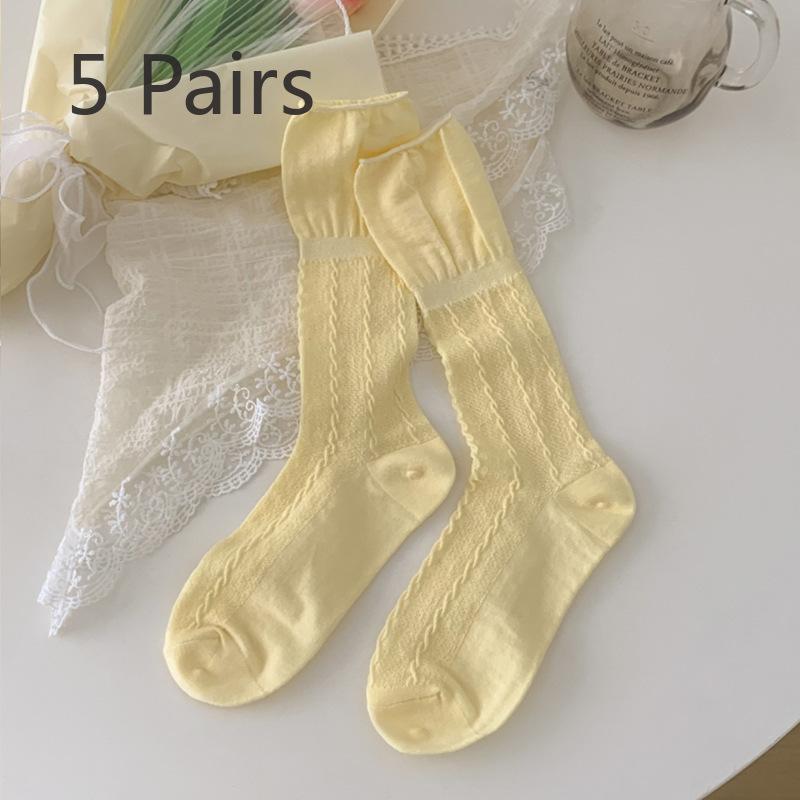 

5 пар женских тонких дышащих однотонных балетных носков Wind Tube Stack 5 Pairs жёлтый