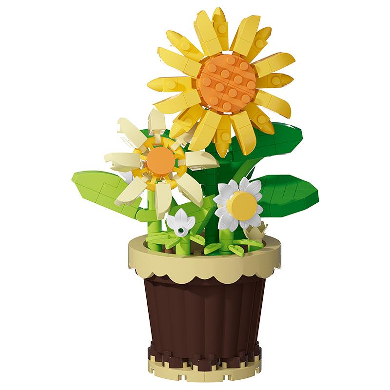 Children's handmade DIY potted desktop decorations simulated flower bouquets small particle assembly puzzle toys